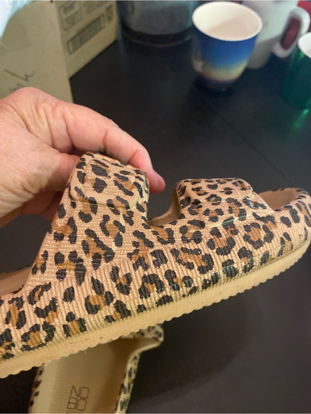 NOBO Kids Leopard Print Double-Strap Slide Sandals - Tan/Black - Picture 2 of 6